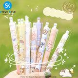 Cute Cartoon Retractable Pen 0.5mm Black Ink Gel Pen SET (6pcs) Stationery School Supplies