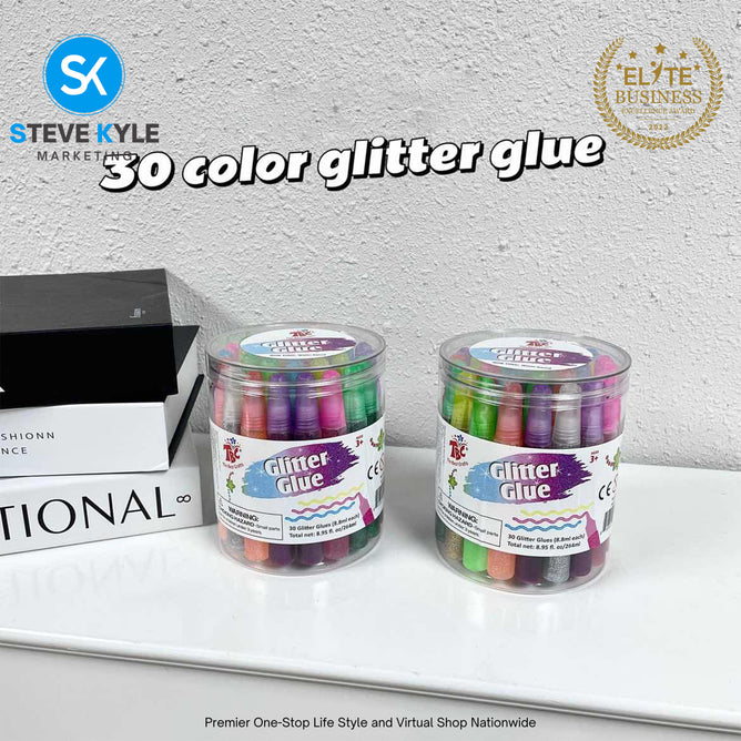 30PCS Non-Toxic Glitters Glue Stationery School Supplies for Kids