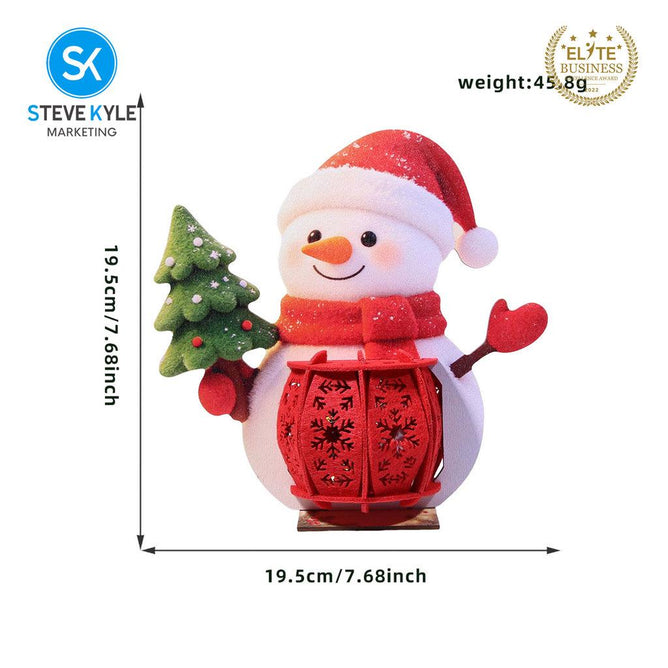 Steve Kyle 3D Wooden Christmas Santa Claus Snowman Santa Sleigh Decorative Lantern Ornament