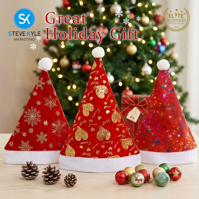 Steve Kyle Festive Snow Heart Christmas Hat with Soft Plush Edge for Parties