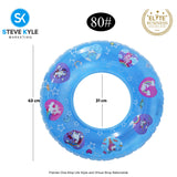 Pink Blue Lively Print Inflatable Swimming Ring For Adult Outdoor Fun Summer Time