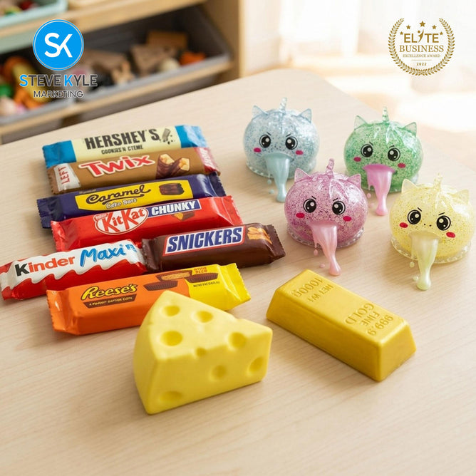 Steve Kyle Realistic Chocolate Gold Bar Pizza Cheese Squishy Toy Soft Slow Rebound Fidget Squeeze Toy