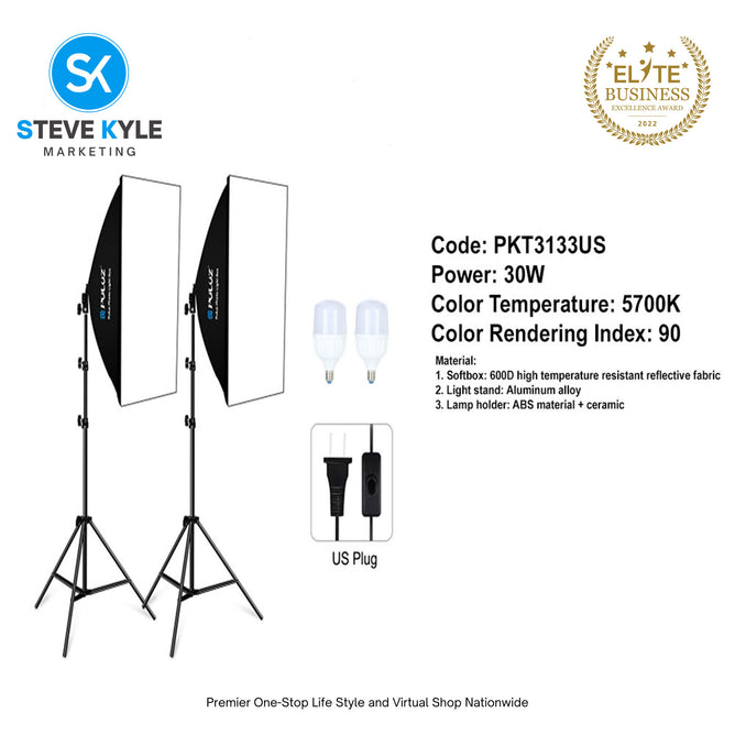 PULUZ Softbox Lighting Kit 50x70cm Professional Photo Studio Photography Light Equipment with E27 Socket Bulb Photography Lighting Kit