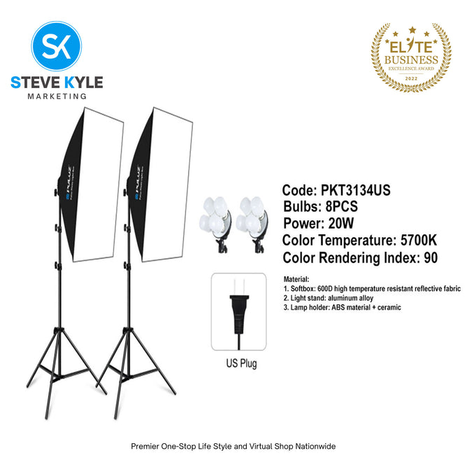 PULUZ Softbox Lighting Kit 50x70cm Professional Photo Studio Photography Light Equipment with E27 Socket Bulb Photography Lighting Kit