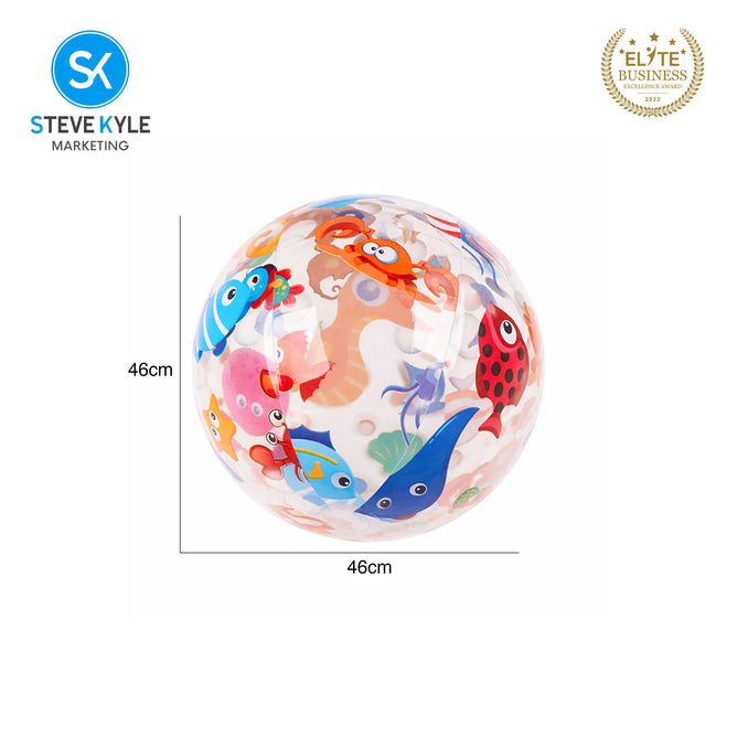Steve Kyle Tropical Ocean Cartoon Pattern Transparent Inflatable Beach Ball For Water Games Outdoor Play