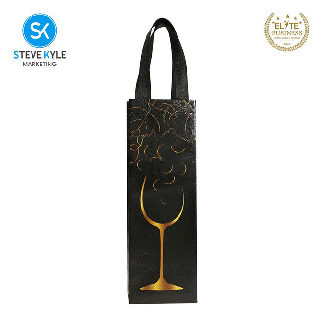 Steve Kyle Merry Christmas Printed Reusable Non-Woven Wine Tote Bag for Holiday Gifts