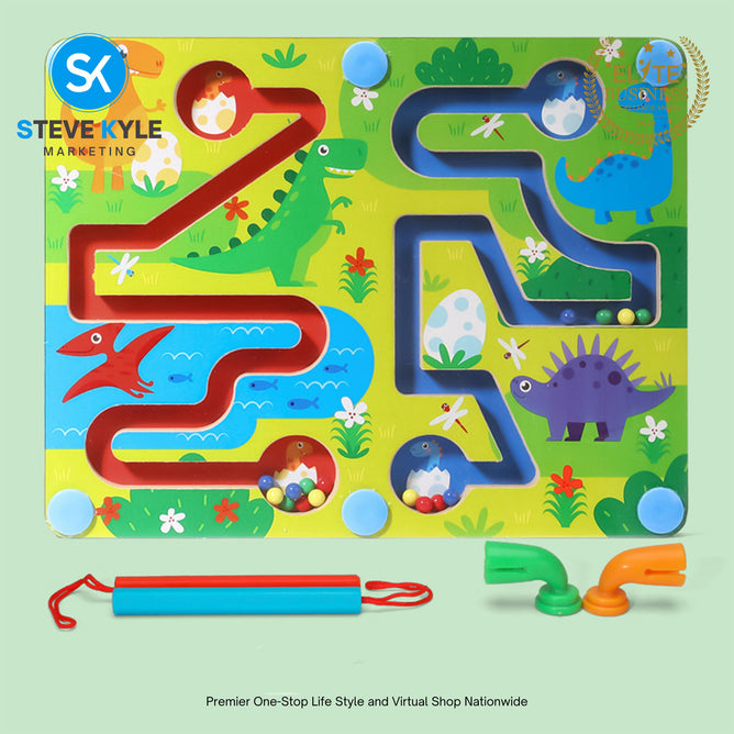 3D Wooden Magnetic Maze Puzzle Interactive Magnet Beads Maze Educational Toys for Kids