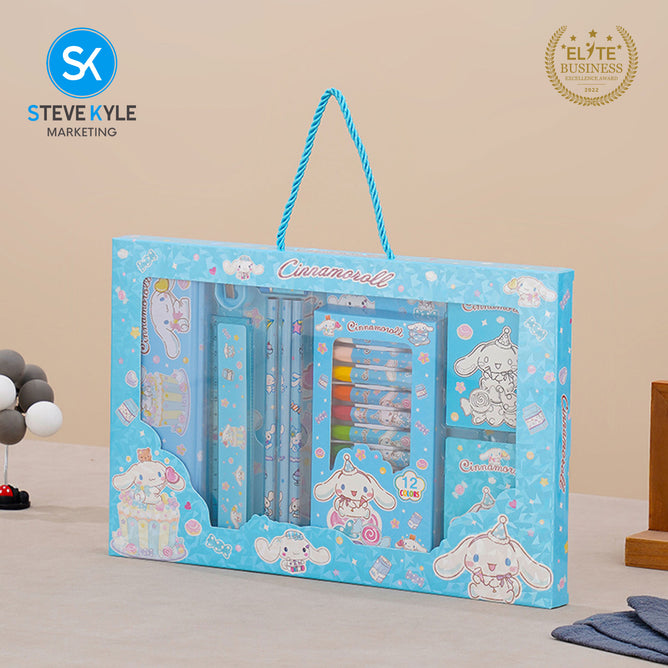 Steve Kyle Fun Character Print Oil Pastel Color Pencil Case Ruler Sharpener Eraser Set For Party Giveaway Classroom Supplies
