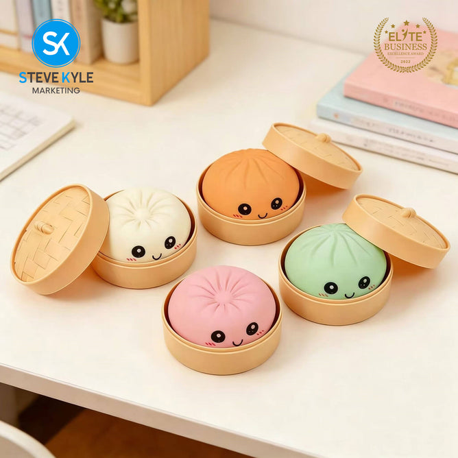 Steve Kyle Simulated Dumpling Squishy Toy Soft Fast Rebound Glitter Face Fidget Squeeze Toy