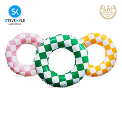 Steve Kyle Inflatable Swim Ring Classic Grid Pattern For Outdoor Water Fun