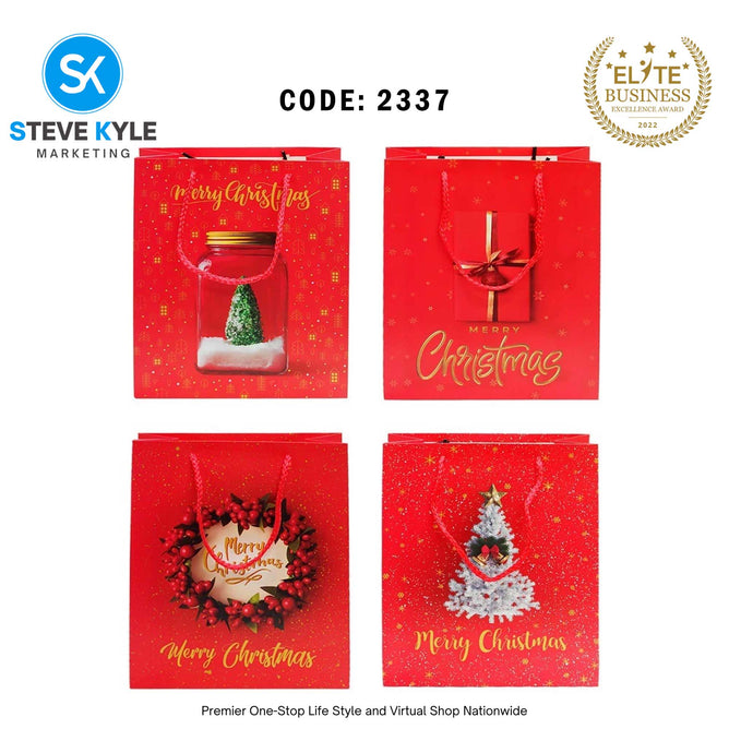 4PCS/SET Christmas Gift Bag Kraft paper Cartoon Design Gift Paper Bag Christmas Eve for Holiday