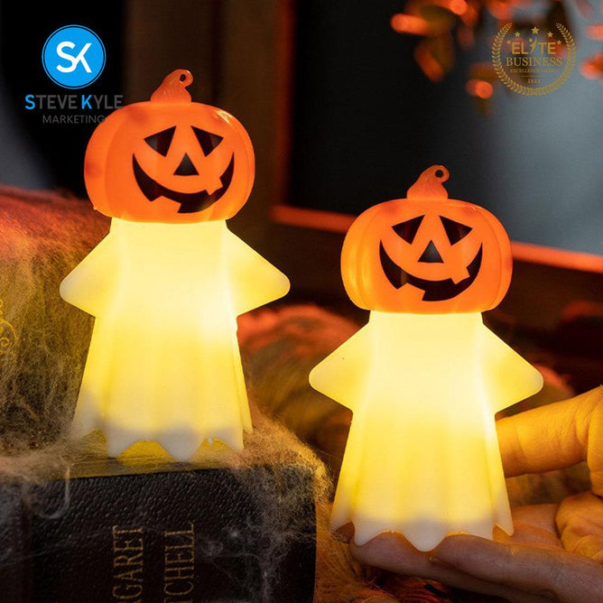 Steve Kyle Halloween Spooky Light-Up Ghost Pumpkin Decorative Display Ornament