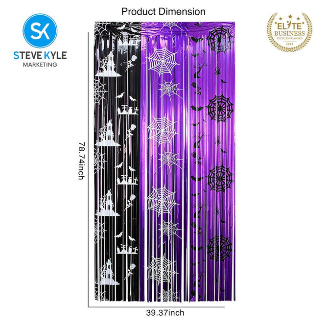 Steve Kyle Halloween Purple and Black Backdrop Curtain Photo Background Hanging Decoration