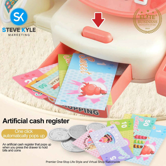 Cash Register Toy Set with Sound Recognition Fun for Kids Pretend Play Best Gift Toy