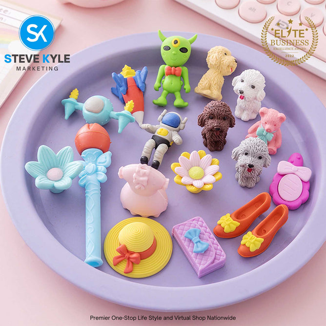 Lovely Cute Set Eraser for Stationery School Kids Rubber Non-Toxic Eraser