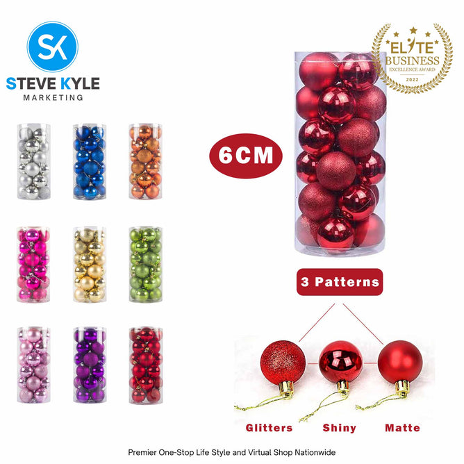 24PCS 3CM/4CM/6CM Christmas Tree ball Pendant Decorations Christmas New Year Party Decorations