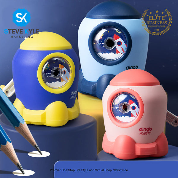 Rocket Space Astronaut Pencil Sharpener Plastic Hand Operated Children ...