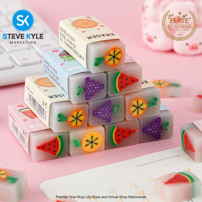 3PCS Fruit Eraser Soft Rubber Kawaii School Office Supplies Students Stationery Korean