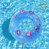 Pink Blue Lively Print Inflatable Swimming Ring For Adult Outdoor Fun Summer Time