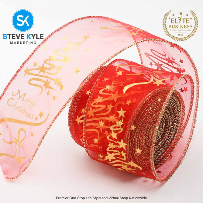 2M/Roll Christmas Christmas Gift Packaging Print Ribbon Christmas Tree Garland Ornament DIY Gift