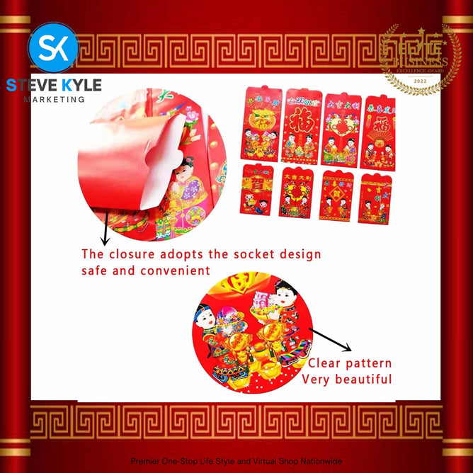 (10pcs / 1Set in Plastic) Red Money Ampao Chinese Lucky Pocket for New Year Wedding All Occasions
