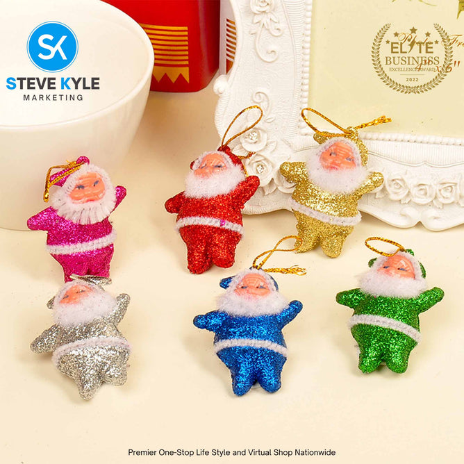 Steve Kyle Six Pieces Santa Claus Pendant Figurines For Christmas Tree Hanging Ornament Decoration