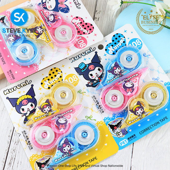 3pcs/Set Kuromi Kawaii Correction Tape Cute Stationery Back to School School Supplies