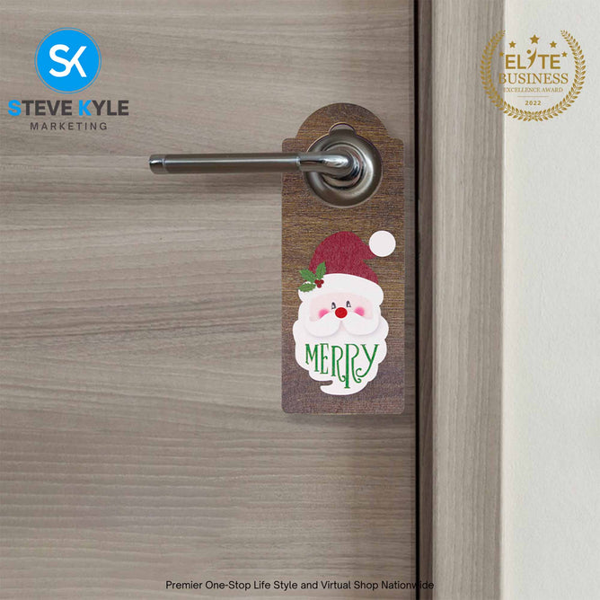 Christmas Doorknob Ornaments Santa Claus Decor Festive Wooden Door Hanger Decorations Perfect Holiday Party Supplies