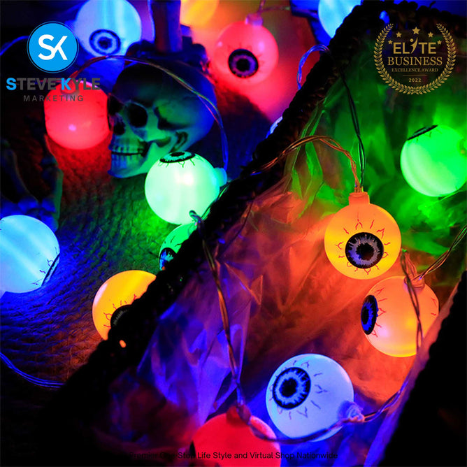 LED Lantern Ghost Festival Decoration Light String Ghost Eyeball and Pumpkin Battery Operated