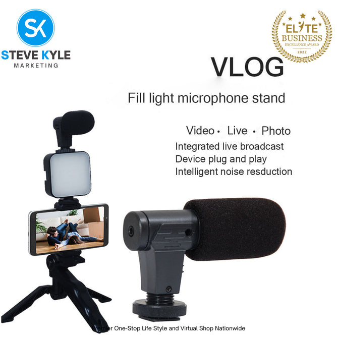 AY-49 Smartphone Vlogging Kit Video Recording Equipment with Tripod Fill Light