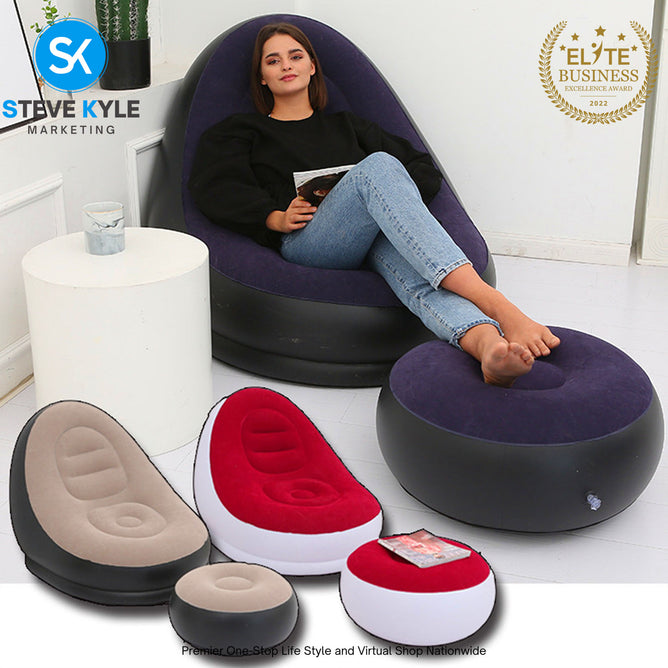Inflatable Air Sofa with Foot Rest Cushion Lounge Chair