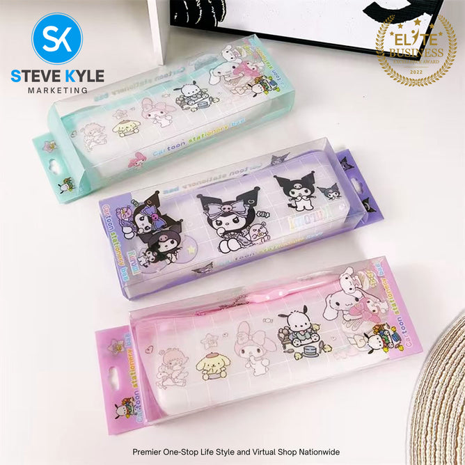 Transparent Pencil Case Large Capacity Pencil Pouch w/ Pen Stationary Supplies