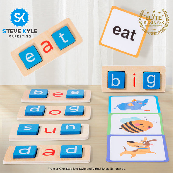 Wooden Short Vowel Reading Letters Sorting Spelling Games Sight Words Learning Flashcards Best Gift