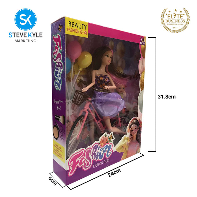 1PC Random Fashion Doll with Bicycle and Accessories for Kids