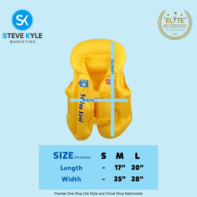 Inflatable Safety Life Jacket Vest Pool School Children Learn Swimming Floater