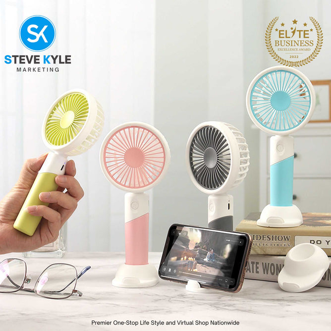 Desk Fan Small Phone Holder Foldable Fan with USB Charging Retractable Portable Mini Fan
