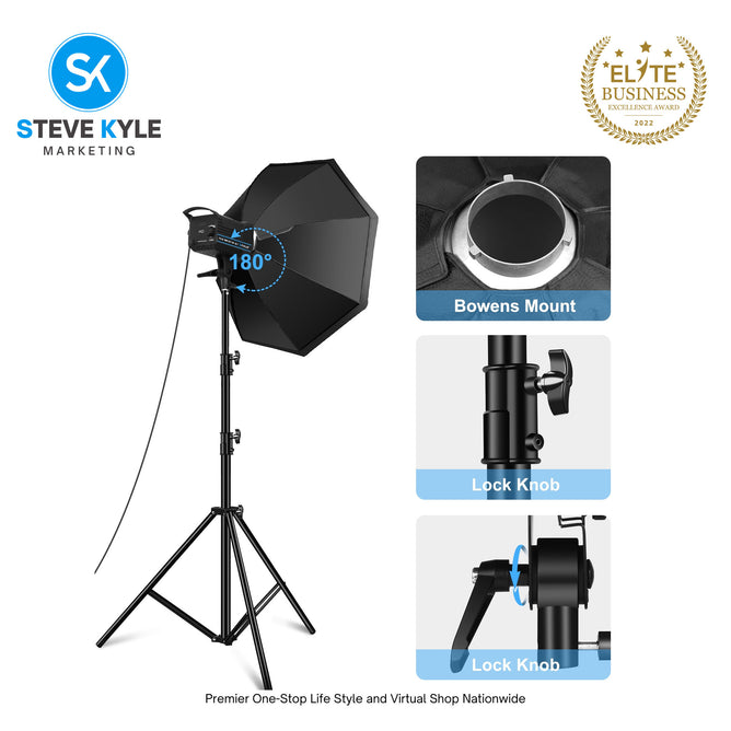 PULUZ 150W 3200K-5600K Photo Studio Strobe Flash Light Kit with Softbox Reflector & Tripod(US Plug)
