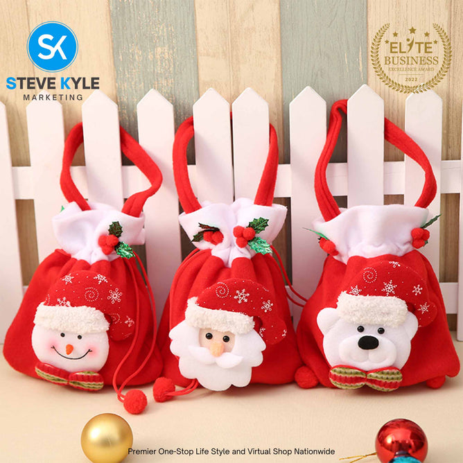 Creative Christmas Gift Candy Bag Cute Christmas Basket Knitted Dolls Santa Claus