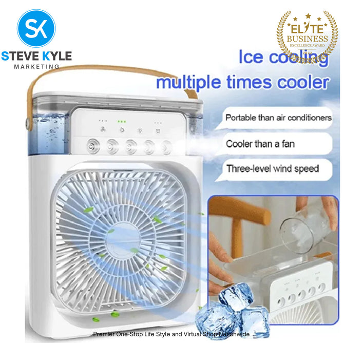 NEW USB Mini Portable Air Cooling Fan Powerful Air Cooler Air Humidifier with 7 Colors LED Light