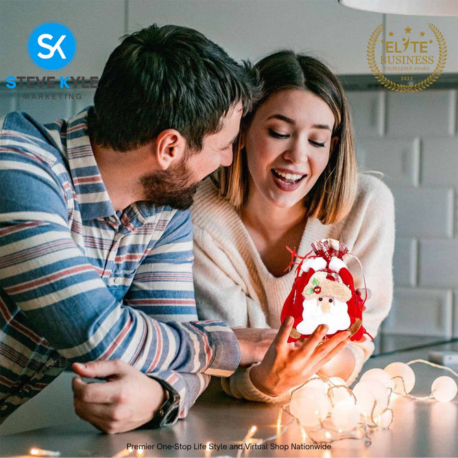 Santa Claus Holiday Bag Pouch Drawstring Christmas Cookie Bag for Family Holiday