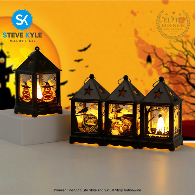 Halloween LED Lantern Lights Retro Small Oil Lamp Style Decorative Lamp for Halloween