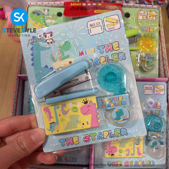 Mini Stapler with Mini Scotchtape Set Staples Paper Binder Stationery Office Binding Tools School Supplies