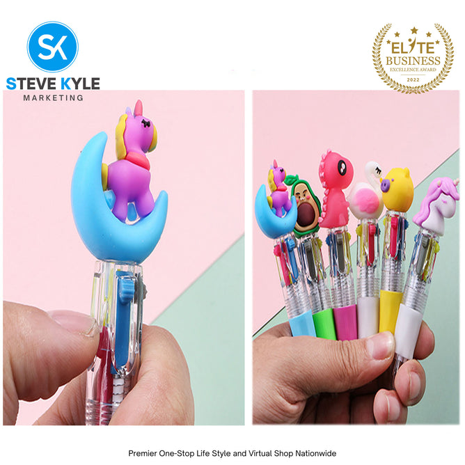 (1PC) Assorted Kawaii 4in1 Mini Multifunctional School Supplies Stationery Ballpen