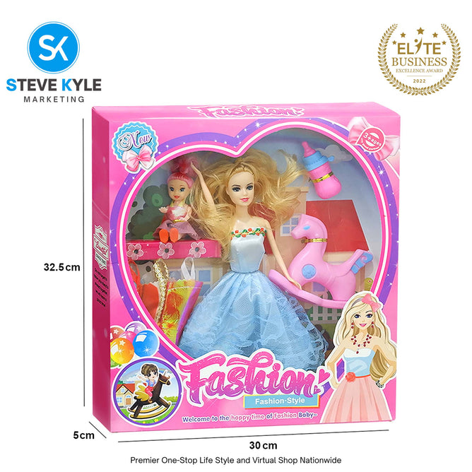 Barbie Doll 1 Box Set Rubberized Doll with Long Hair with Mini Bbay Doll Best Gift for Kids