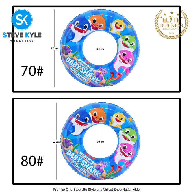 Inflatable Mermaid Baby Shark Swim Ring Floater for Kids and Young Adult Boys and Girls