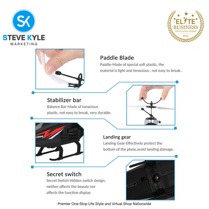 Flying HelicopterBoys Indoor and Outdoor Helicopter Palm Sensing Helicopter with LED Lights