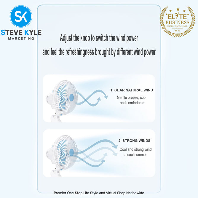 Spiral clip Portable Electric Fan Auto head Rotating Hanging Clip Fan Desk Fan