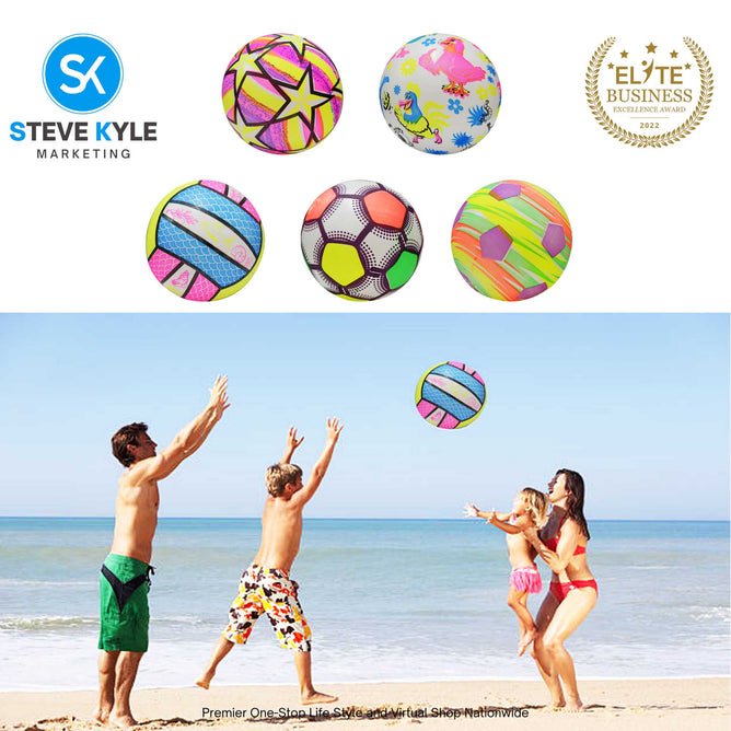 Kids Beach Ball PVC Inflatable Water Game Ball Colorful Print Ball