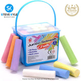 Jumbo Sidewalk Chalk, 20 Pieces 7 Colors, Washable, Non Toxic Chalks Set with Handy Case