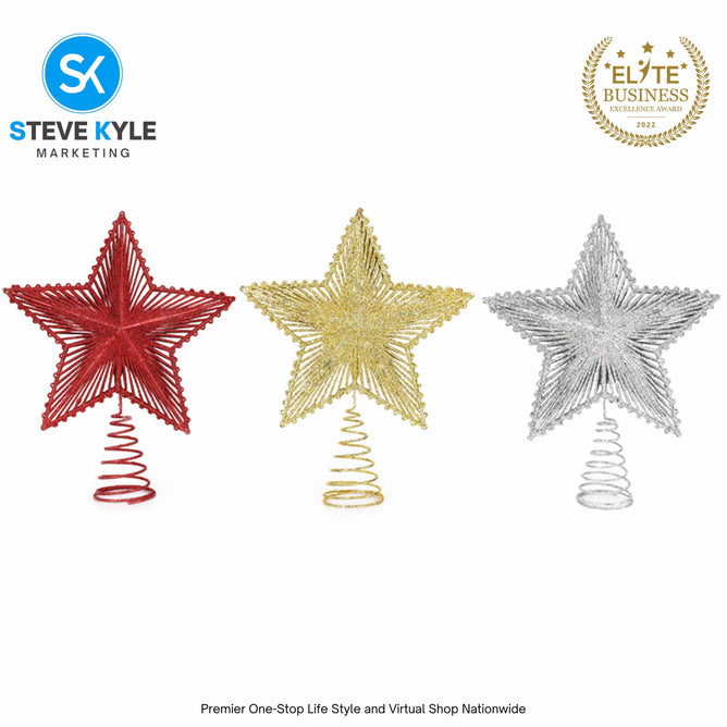 Christmas Tree Top Decoration Glittering Star Hanging Pendant Topper Xmas Tree Decor Ornament